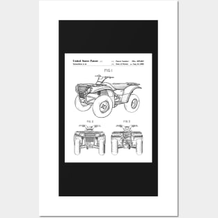 ATV Quad Bike Patent - Off-Roader Motorsports Fan Art - White Posters and Art